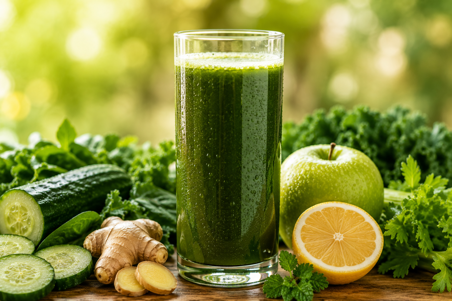 Fresh detox juices with ginger, cucumber, beetroot and green vegetables